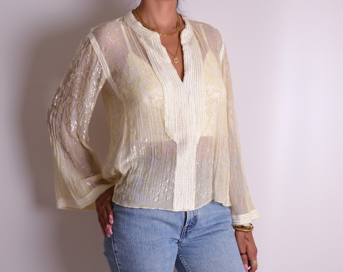 Vintage Ungaro Sheer Cream Blouse (S-M)
