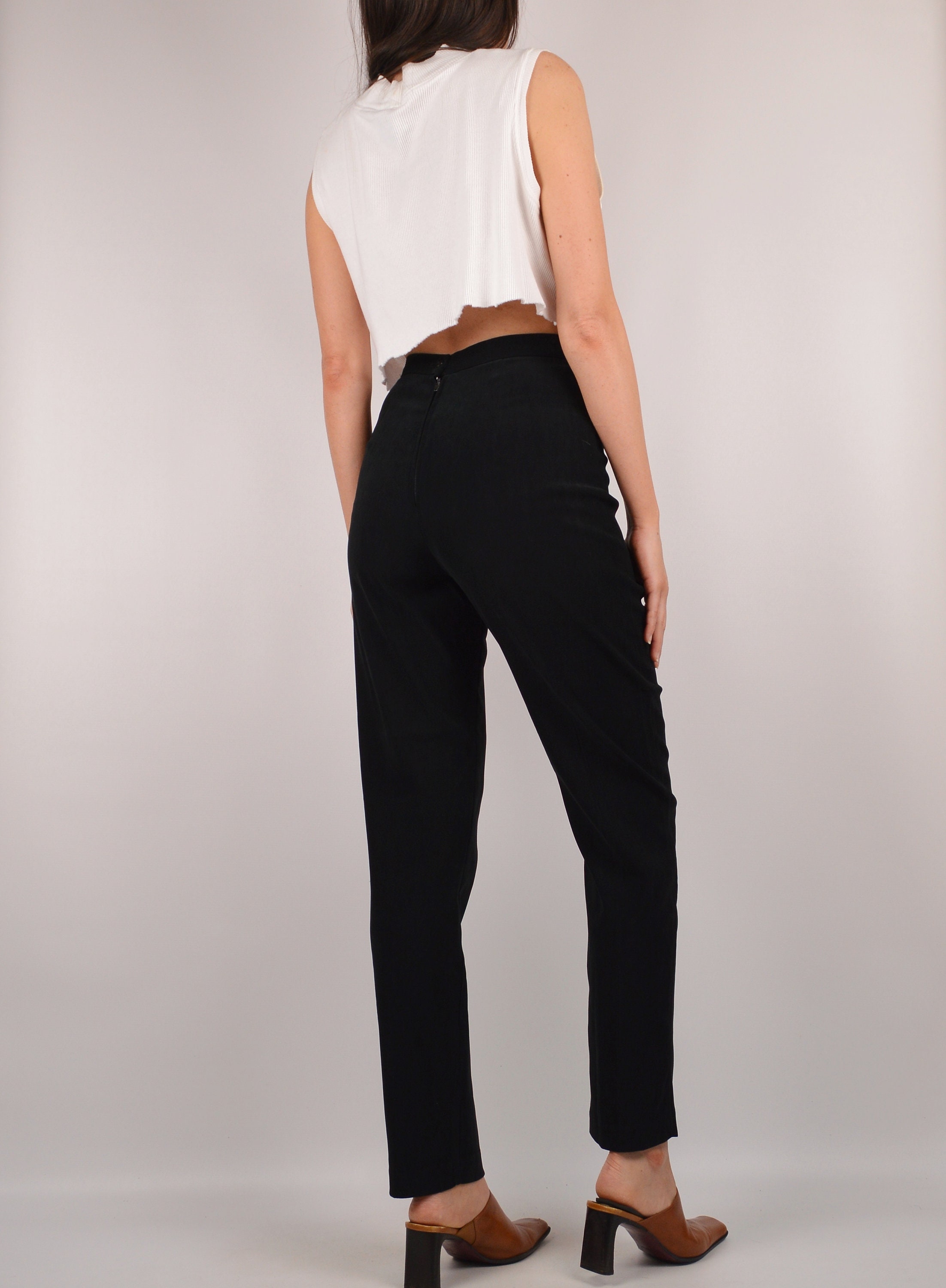 Vintage Black High Waist Cigarette Pants (25.5W)
