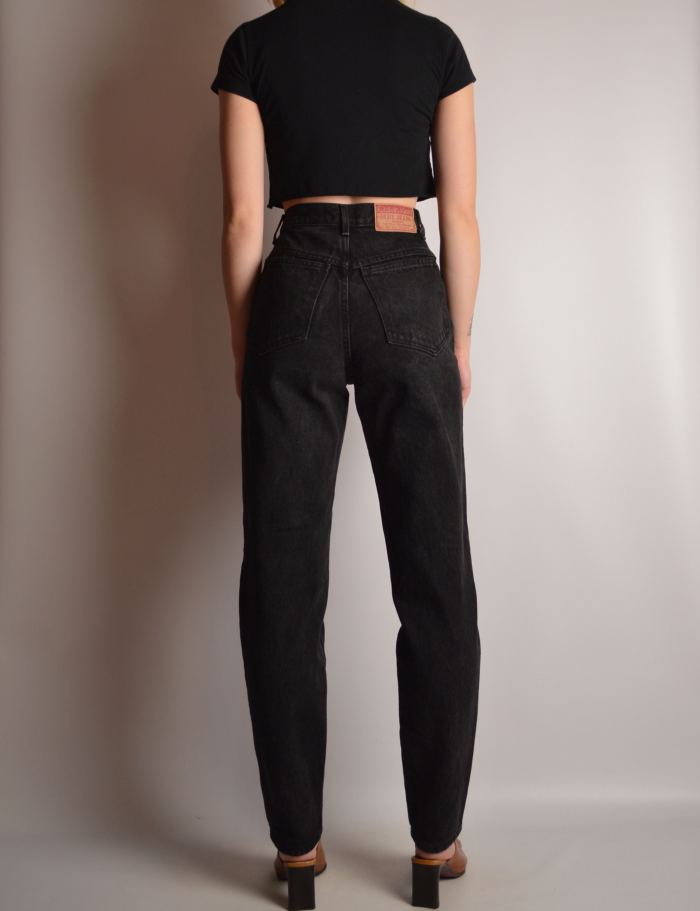 Vintage Calvin Klein Tapered Black Denim (25W) High Waist Jeans