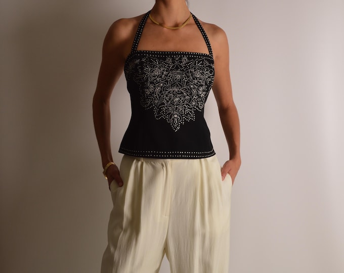 Vintage Embroidered Halter Top (S)