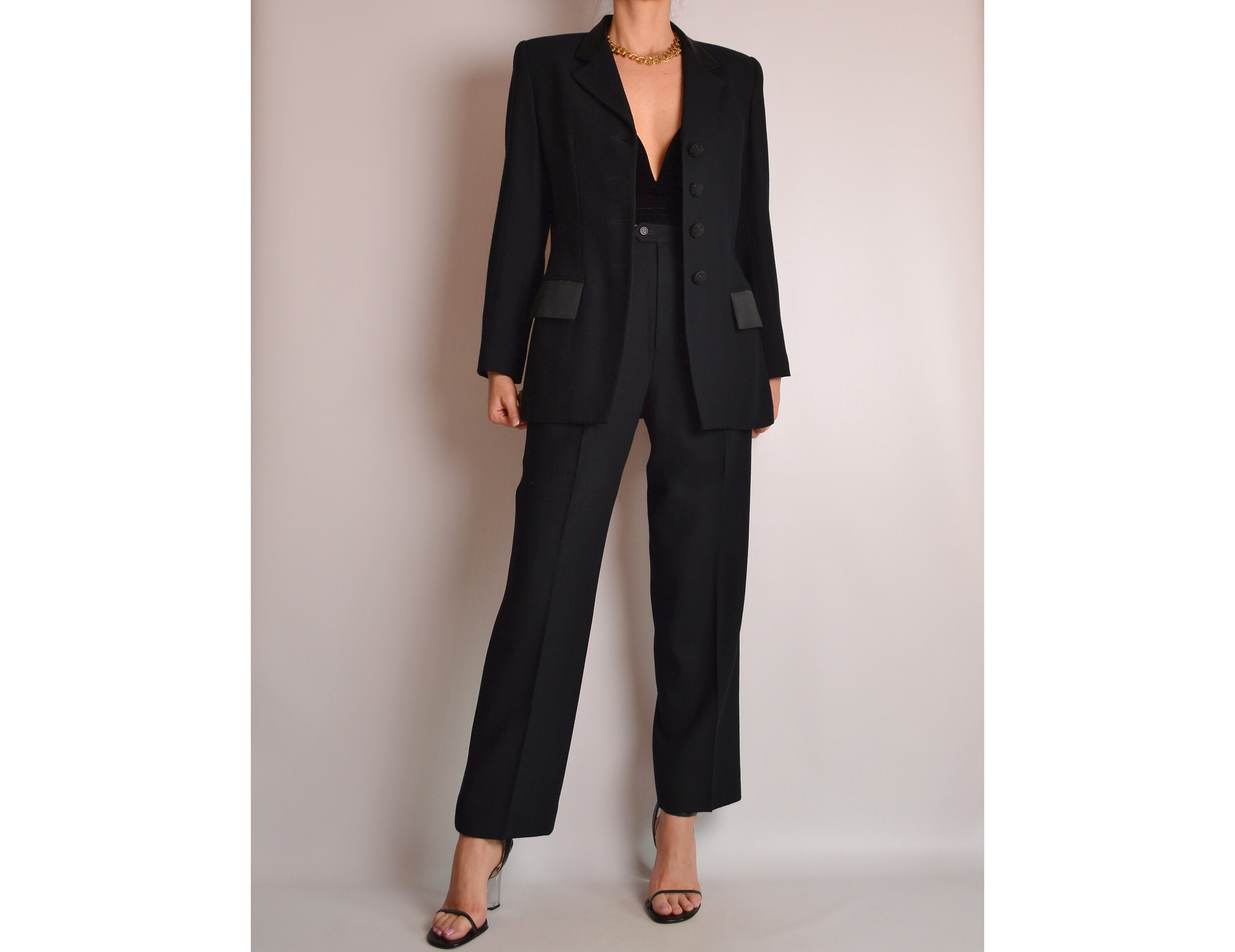 FLASH SALE Vintage Black Wool Pantsuit (S)