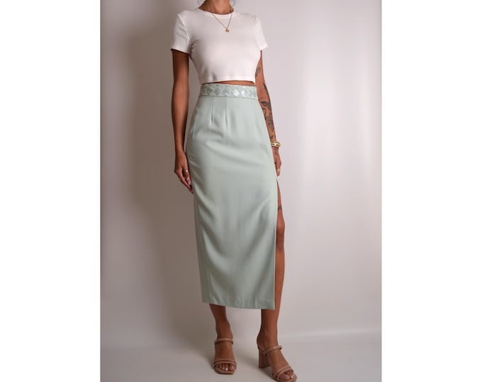 Vintage Seafoam Skirt (27"W) High Waist