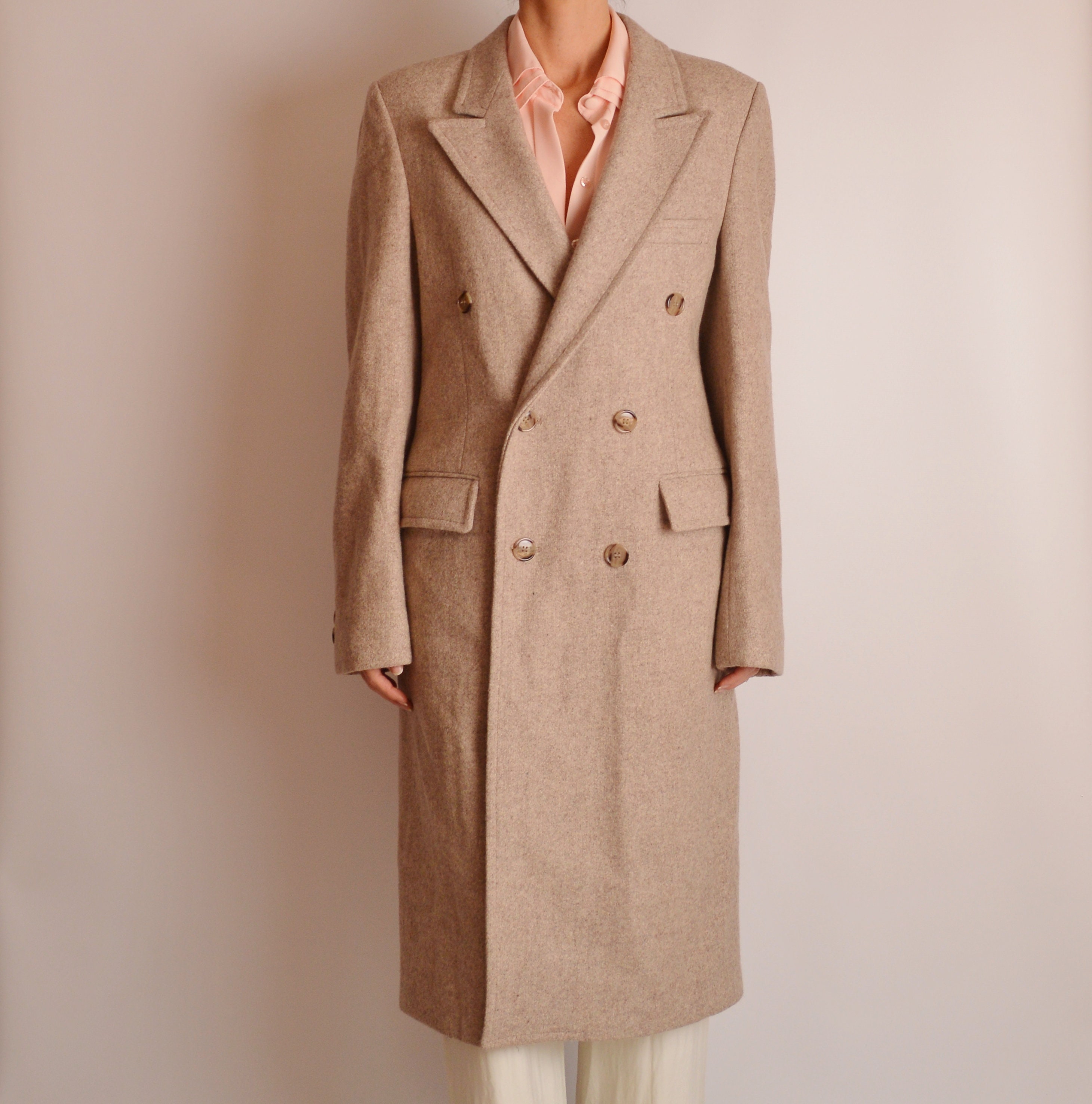 Vintage Tweed Wool Long Coat (S-L)