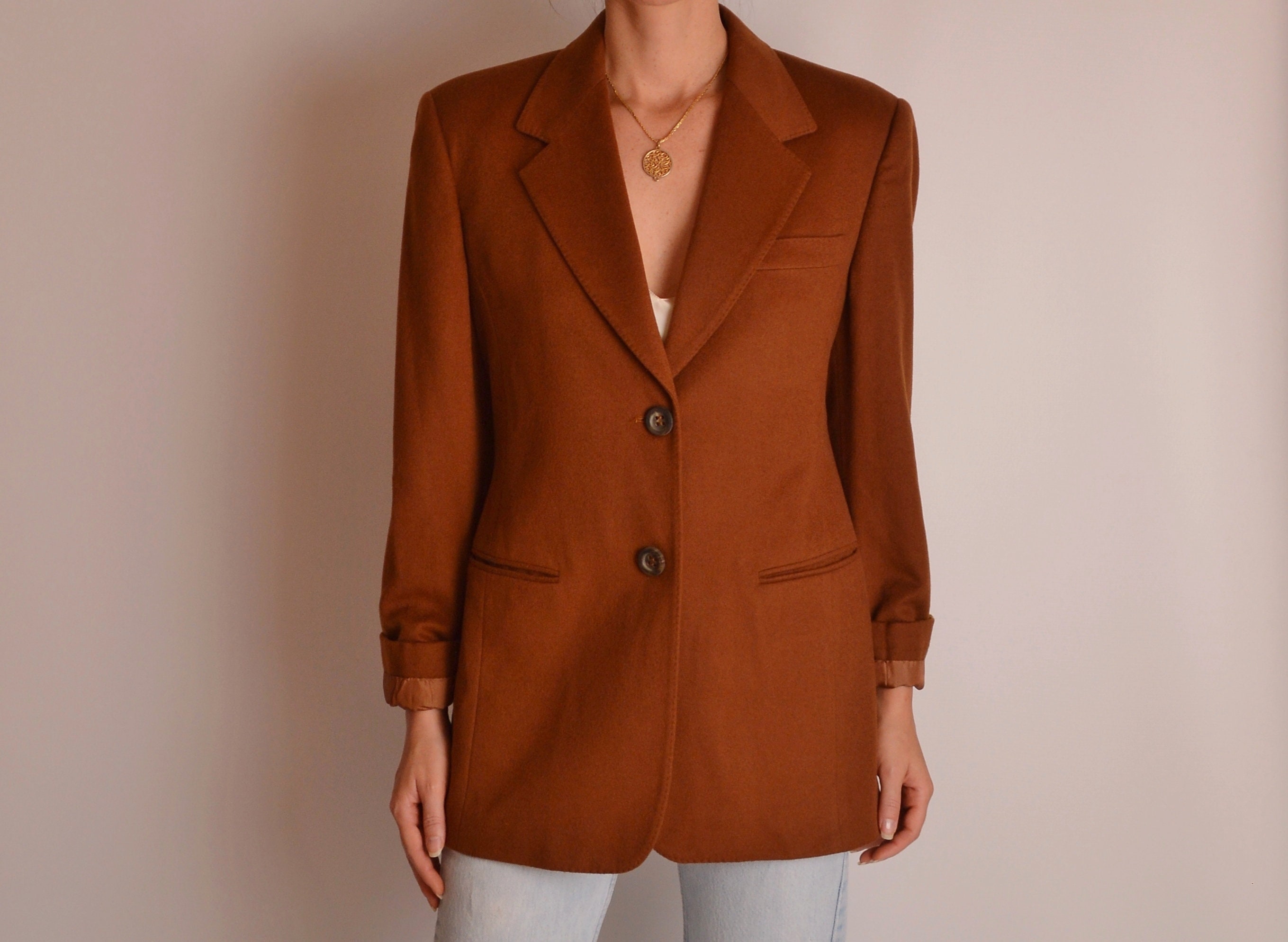 Vintage Caramel Wool Blazer (SM)