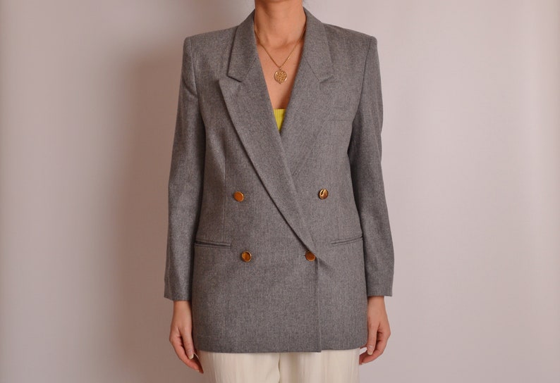 S Vintage Gray Wool Blazer