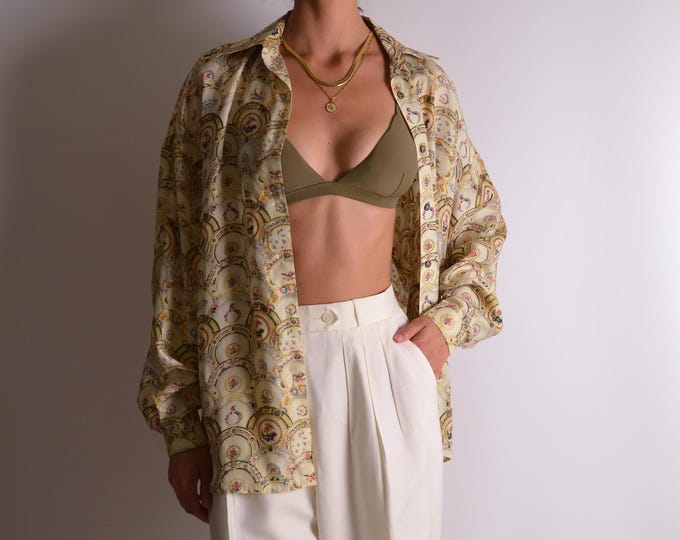 Vintage Printed SILK Blouse (S-XL)