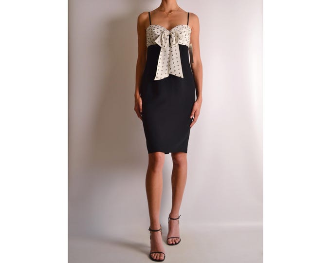 Vintage Silk Bow Cocktail Dress (S)