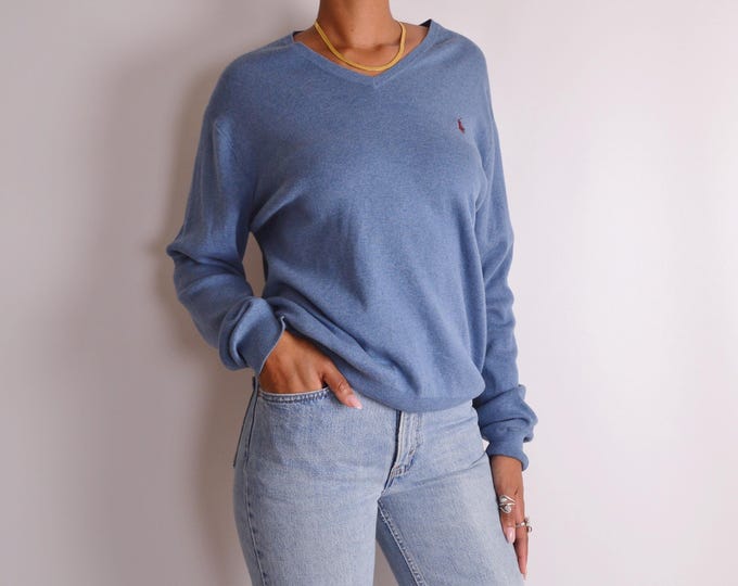 Vintage Polo Cotton V-neck Sweater (S-L)