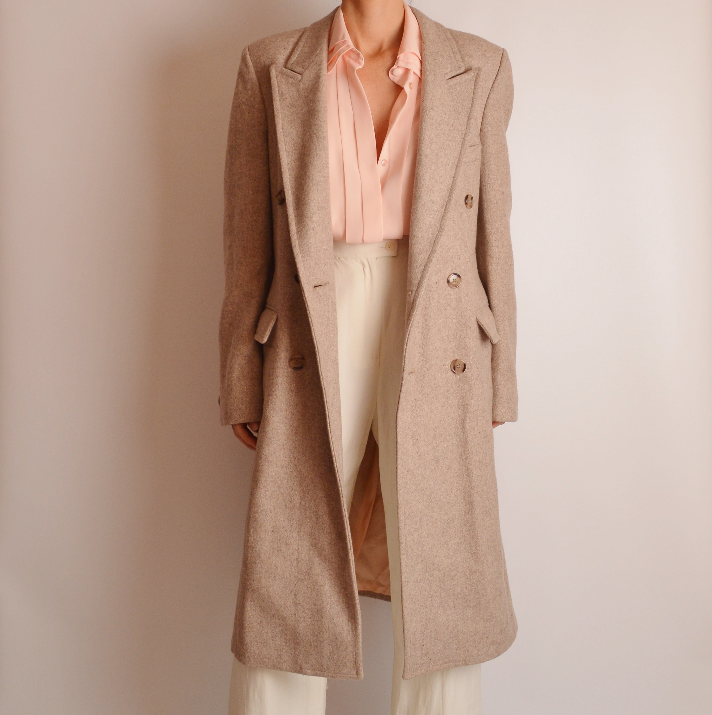 Vintage Tweed Wool Long Coat (S-L)