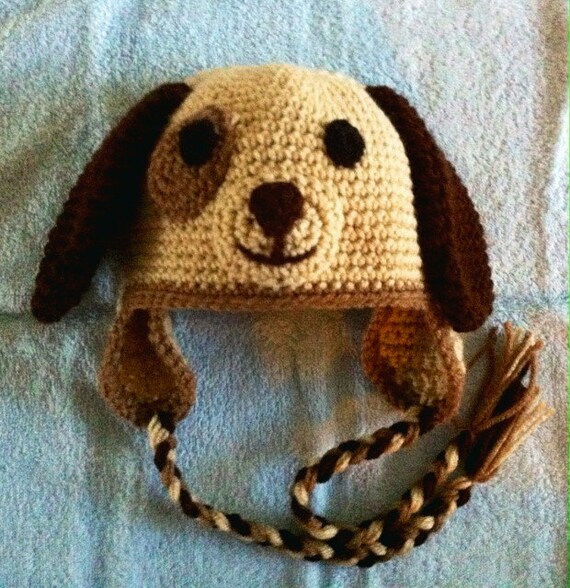 Items similar to Hand Crochet Puppy Hat with ear flap on Etsy