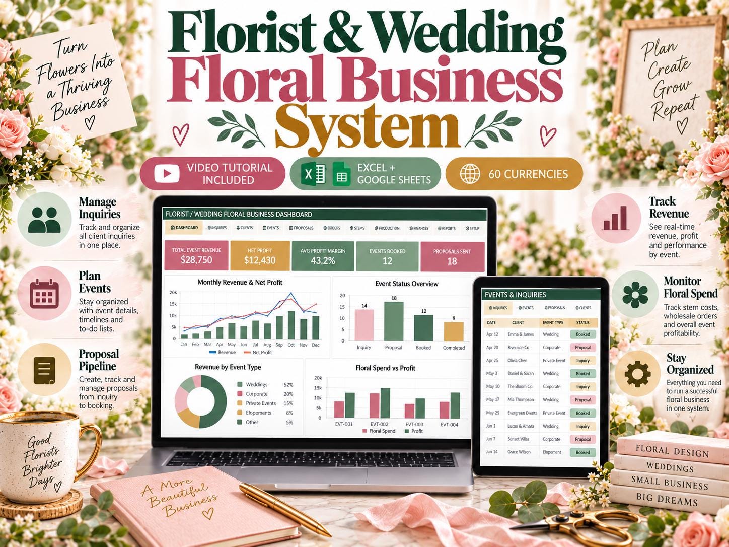 Wedding Florist Spreadsheet - florist spreadsheet image 1