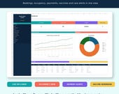 A colorful spreadsheet dashboard with various charts, graphs, and data tables, titled "A COLORFUL MODERN DASHBOARD".