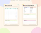 Two planner pages titled "Box Inventory Tracker" and "Utilities & Address Change Tracker" with blank tables and fields.