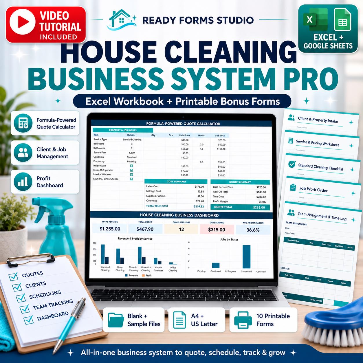 House Cleaning Business Spreadsheet: Quote Calculator - cleaning business image 1