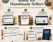 A promotional grid highlights different target audiences for the starter bundle alongside views of the pricing calculator and inventory tracker.