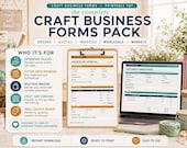 A laptop displays a "Customer & Order Intake" form, with a clipboard showing a "Quote & Cost Approval" form to its left, on a wooden desk.