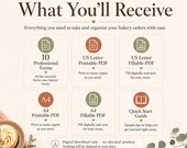 An informational graphic lists the ten professional forms, file formats, and guide included in the digital download.
