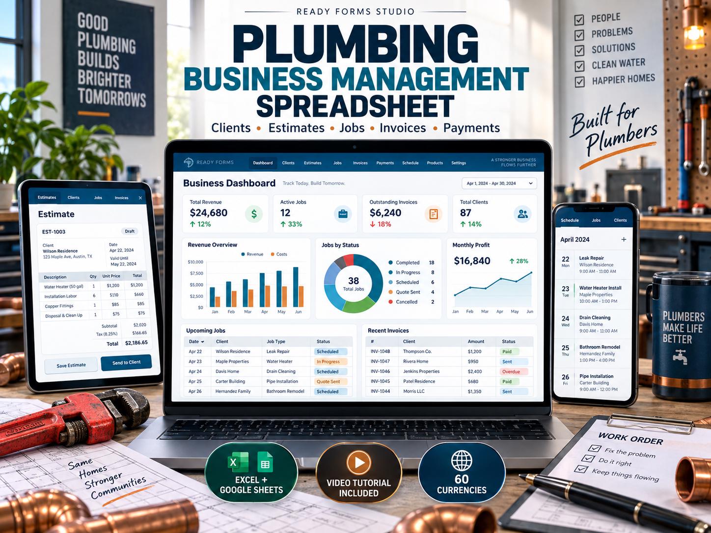Plumbing Business Management Spreadsheet - plumbing business image 1