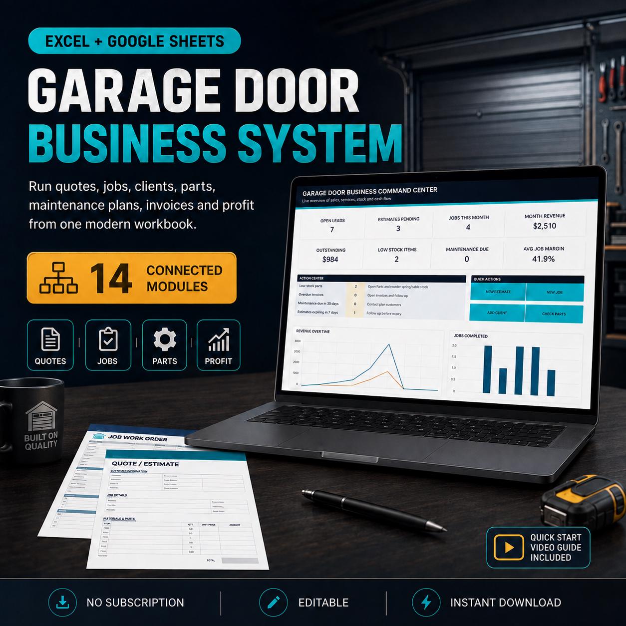 Garage Door Business System Excel - garage door business image 1