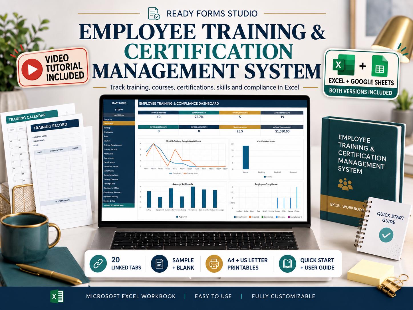 Employee Training Tracker & Training Planner Spreadsheet:… - employee training image 1