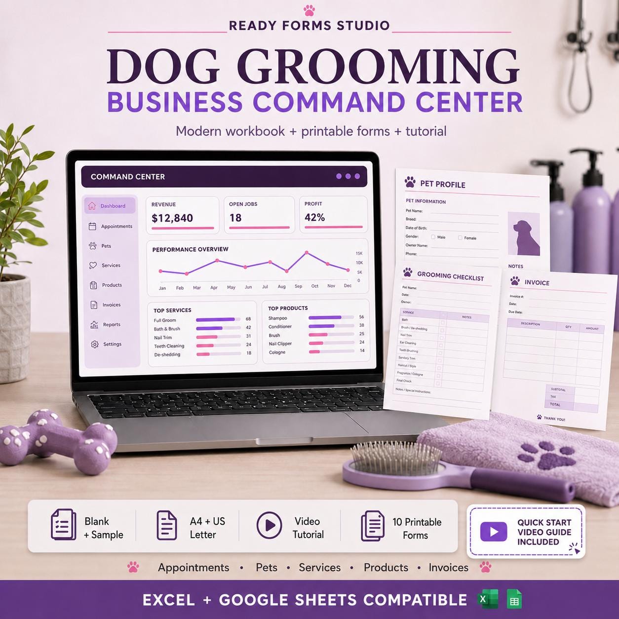 Dog Grooming Business Spreadsheet - dog grooming image 1