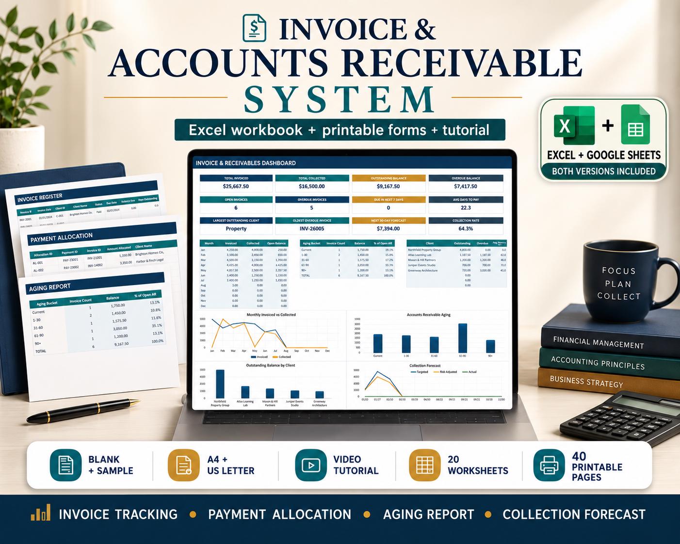 Invoice Tracker & Accounts Receivable Spreadsheet: Payment… - invoice tracker image 1