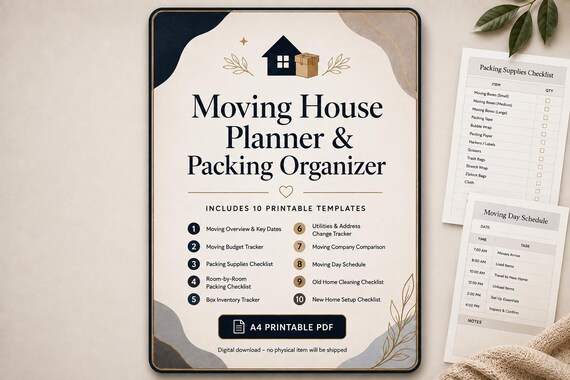 Moving House Planner & Packing Organizer: Checklist, Box Inventory, Budget And Address Change Tracker