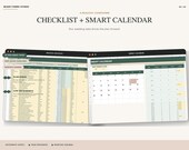 Two laptop screens display a wedding checklist and a smart calendar with dates highlighted.