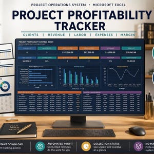 Project Profitability & Job Costing Tracker in Excel: Income, Expenses, Labor Cost and Project Dashboard