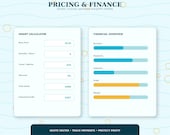 An illustration of a "Smart Calculator" with fields for Base Price, Quantity/Hours, Travel/Add-on, Discount, Total Quote, and Estimated Profit, next to a "Financial Overview" bar chart.