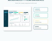 An illustration of a dashboard with sections for "Pool Service Dashboard," "Revenue & Profit Trend," "Upcoming Work & Alerts," and side panels for "Inventory," "Expenses," and "Renewals."