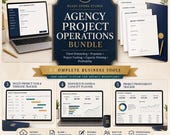 An overview graphic shows five business tools in the agency project operations bundle, including onboarding, proposals, project tracking, capacity, and profitability.