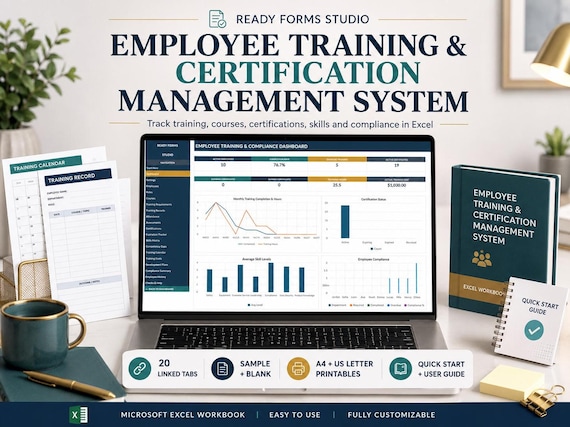 Employee Training Tracker & Training Planner Spreadsheet: Certification Management, Expiration Alerts in Excel