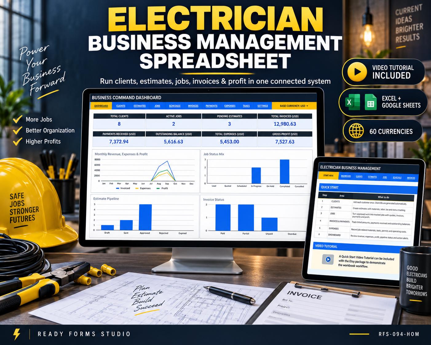 Electrician Business Spreadsheet - electrician business image 1