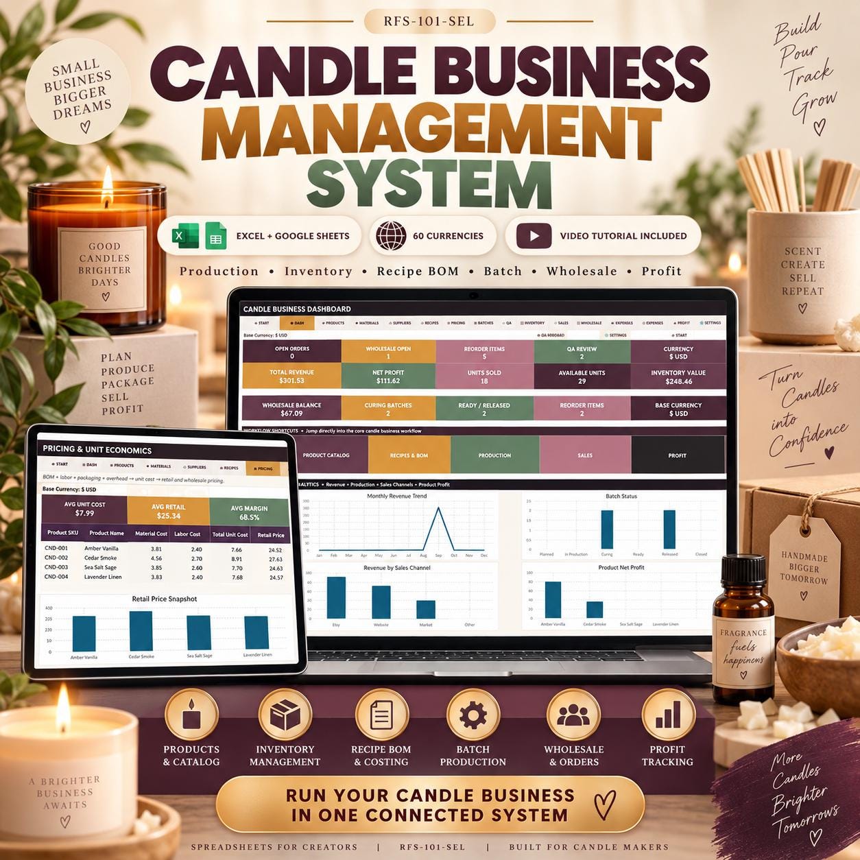 Candle Business Spreadsheet - candle business image 1