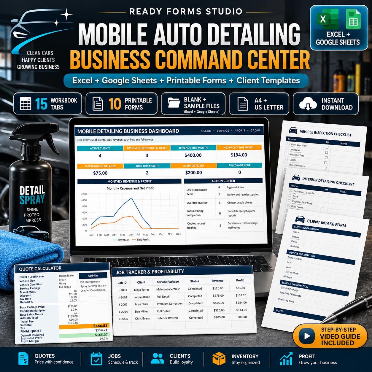Mobile Auto Detailing Business Spreadsheet - auto detailing image 1