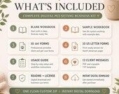 An informational graphic lists the components of the complete digital pet sitting business kit.