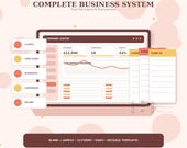 A digital interface titled "Complete Business System" showing a "Command Center" with revenue, open jobs, and profit, alongside tabs for clients, care plans, schedules, caregivers, and billing, with a form visible on the right.