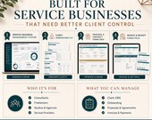 A summary graphic outlining target users like consultants and freelancers, and manageable areas including CRM, onboarding, and invoices.