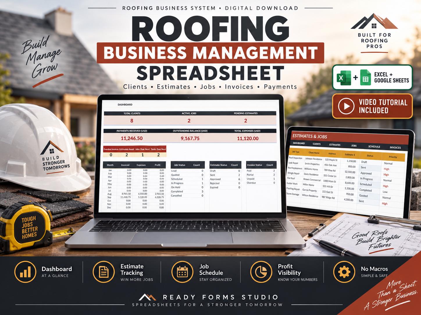 Roofing Business Management Spreadsheet - roofing business image 1