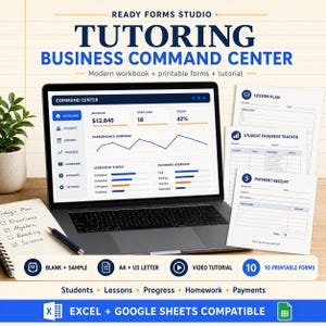 Tutoring Business Spreadsheet, Progress tracker, Student CRM Template with Session Planner and Attendance Log
