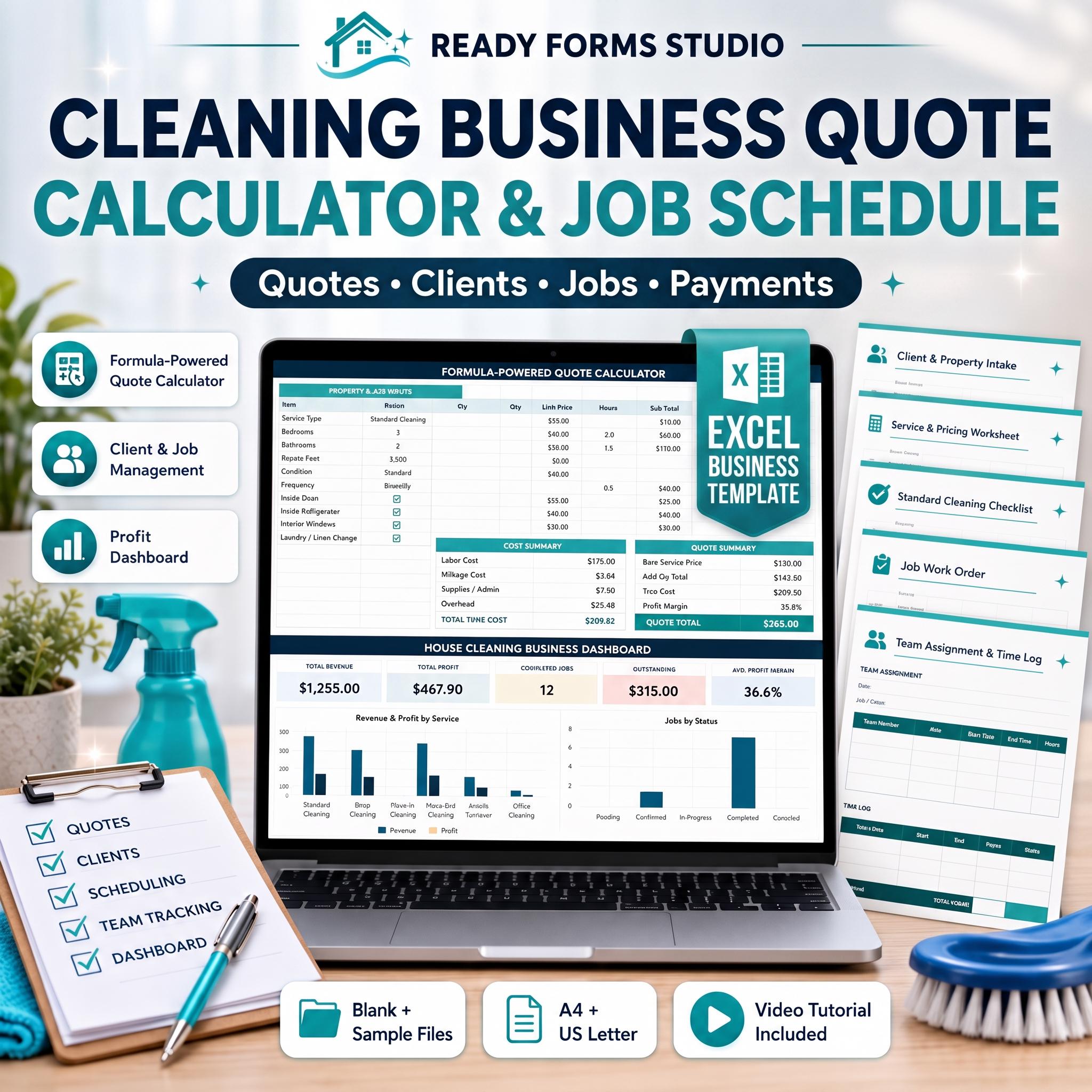 Cleaning Business Quote Calculator & Job Schedule - cleaning business image 1