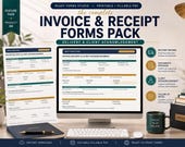 A desktop setup with a monitor displaying a delivery and client acknowledgment form, surrounded by printed forms, a calculator, and a notebook.