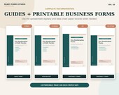 Four document covers are displayed: 'Quick Start', 'Step-by-Step', 'Printable Forms A4', and 'Printable Forms US Letter', all titled 'Etsy Bookkeeping & Profit Tracker'.