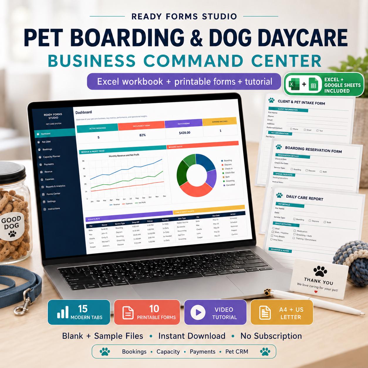 Pet Boarding & Dog Daycare Business Spreadsheet - dog daycare image 1
