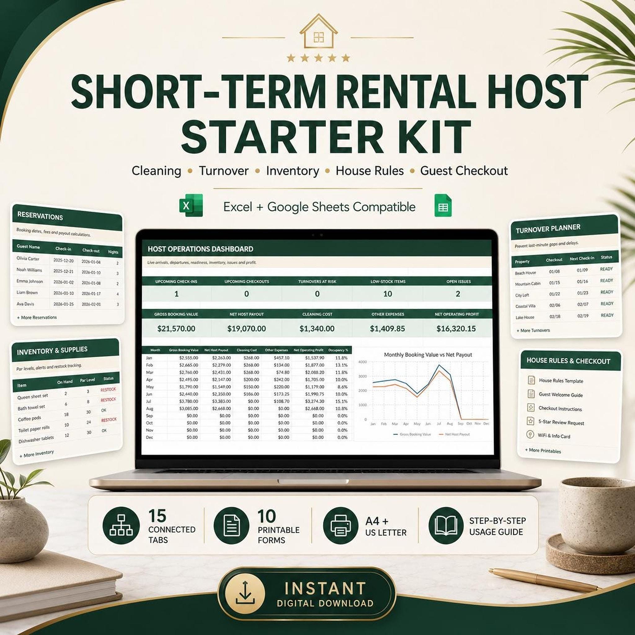 Short Term Rental Host Spreadsheet - short term rental image 1
