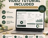 A laptop showing a video tutorial alongside setup walkthrough text and icons on a desk.
