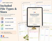 File format and size information graphic showing A4 and US letter printable options along with fillable PDF availability.