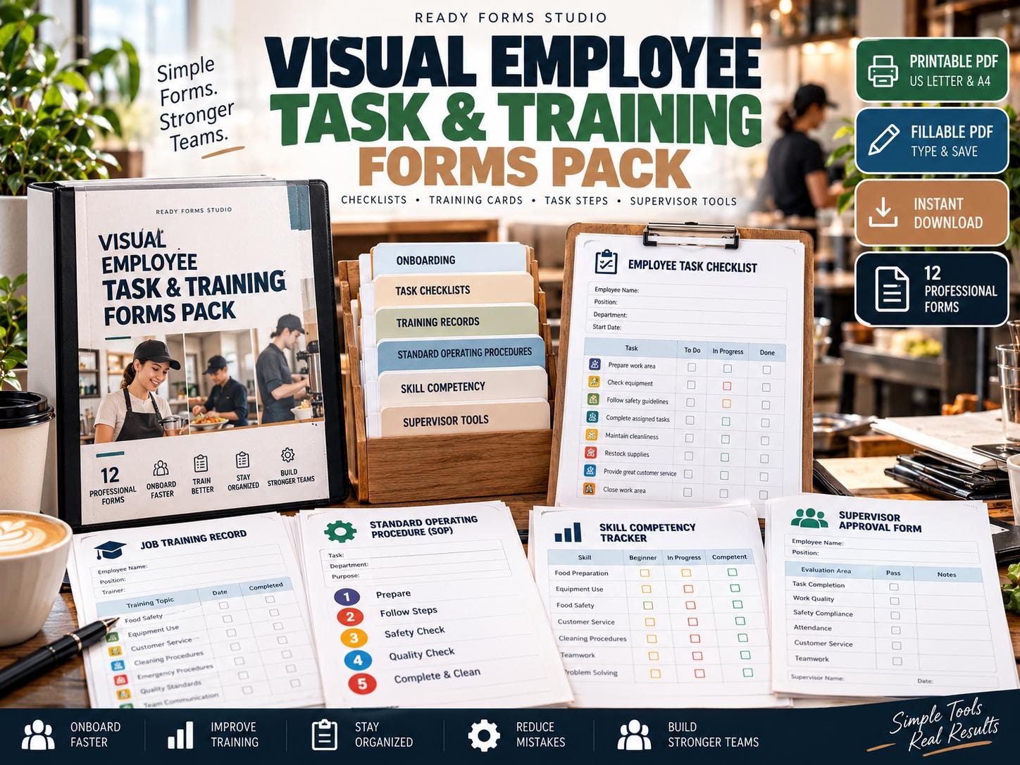 Visual Employee Task & Training Forms Pack - task tracker image 1
