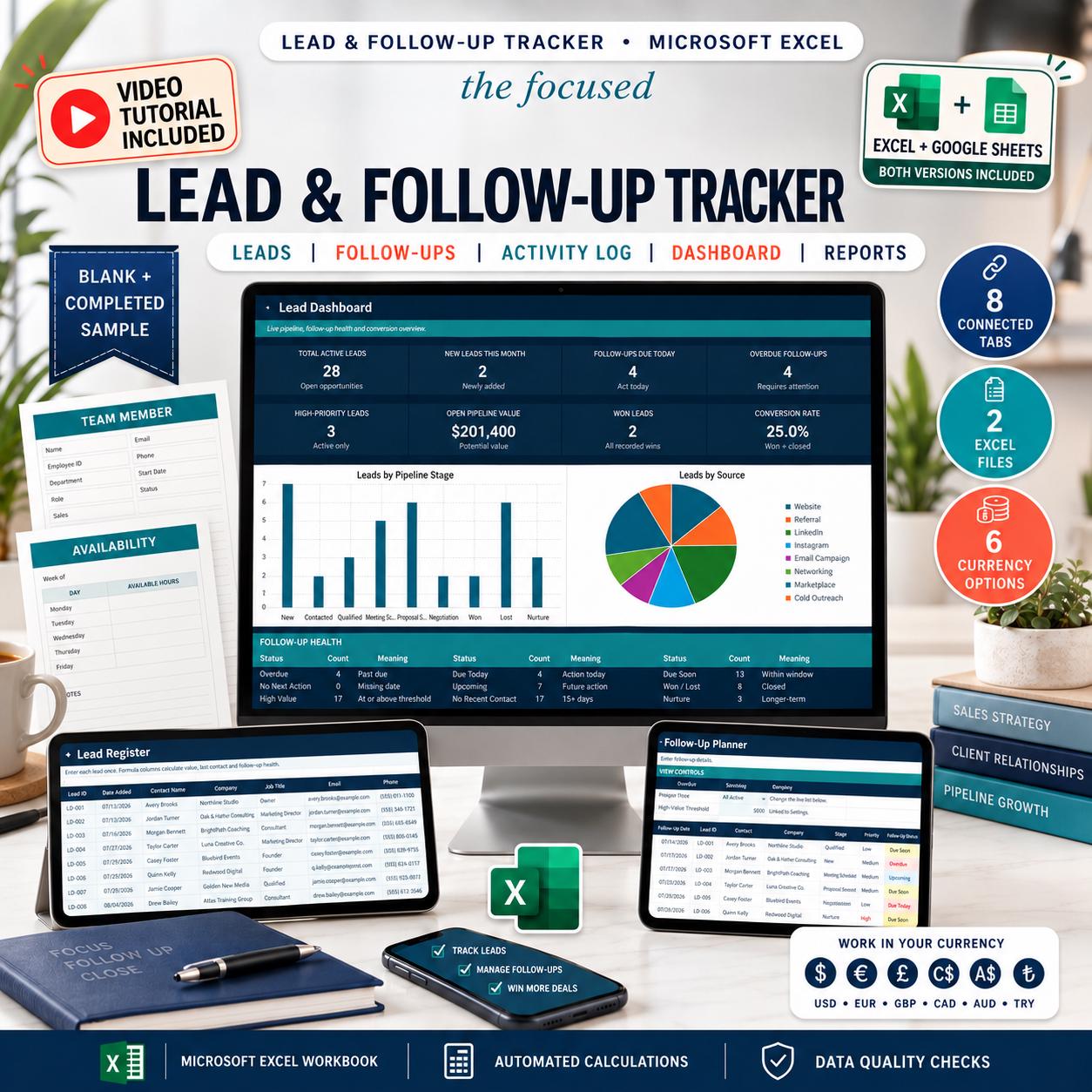 Small Business Lead Tracker Spreadsheet - small business image 1